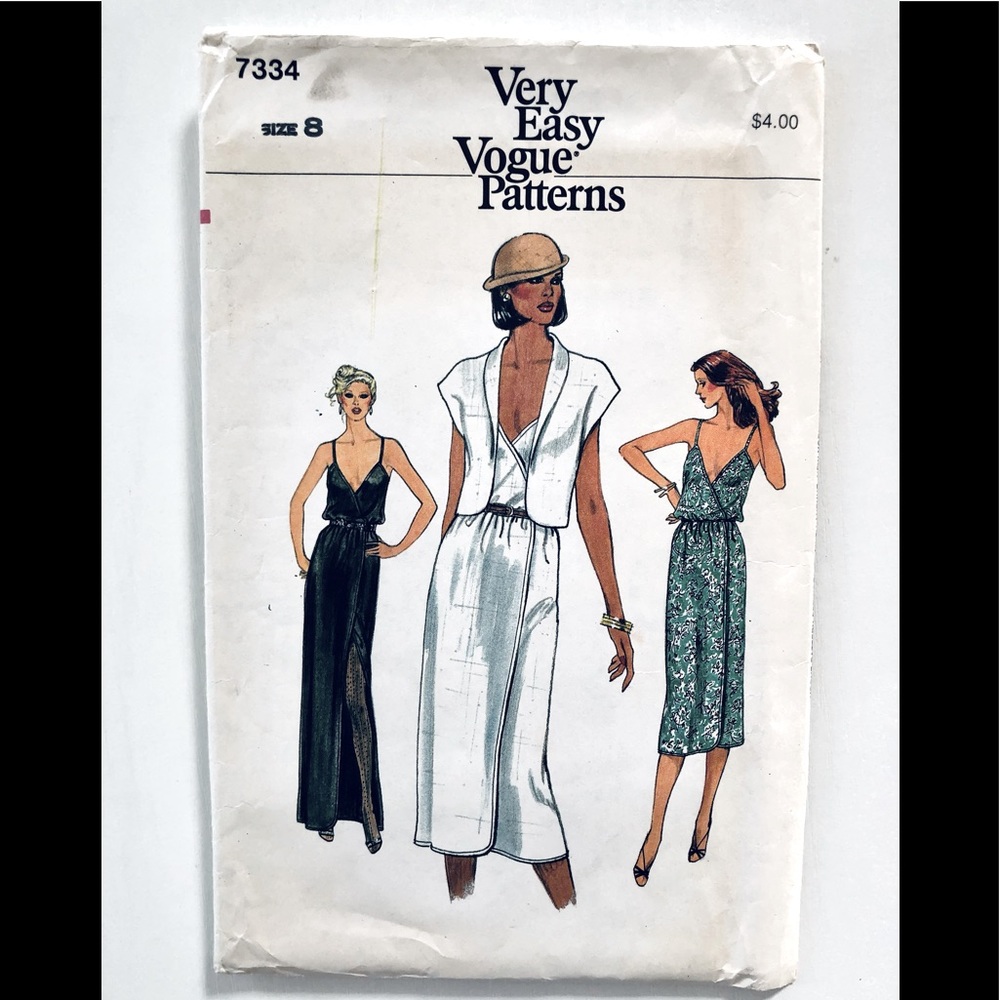 VTG 80s front wrap dress& jacket. Sewing pattern size 8